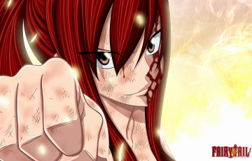 обоя аниме, fairy tail, взгляд, маг, волшебник, scarlet, erza, кровь
