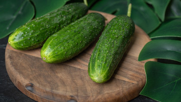 обоя еда, огурцы, свежие, трио