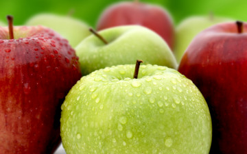 Картинка еда яблоки капли макро