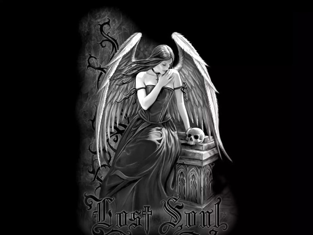 Обои картинки фото фэнтези, ангелы, девушка, ангел, череп