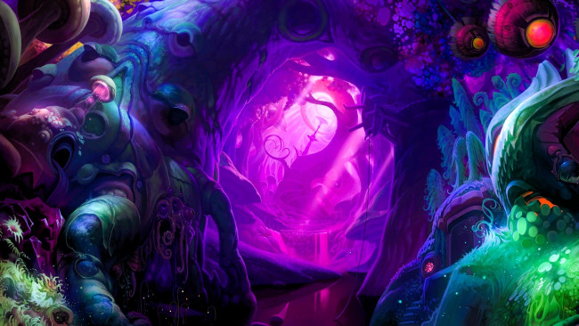Обои картинки фото ether saga online, видео игры, лес, грибы, растения, пещера