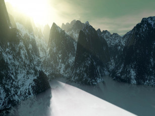 Картинка 3д графика nature landscape природа вода горы