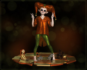 Картинка 3д графика fantasy фантазия маска девочка игрушки