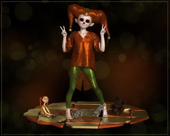 Обои картинки фото 3д, графика, fantasy, фантазия, маска, девочка, игрушки