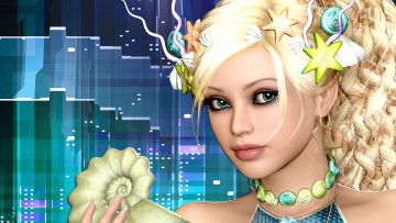 Картинка 3д графика portraits портрет губы взгляд глаза лицо ракушка