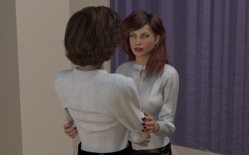 Картинка 3д графика people люди девушки штора