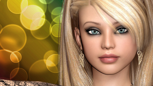 Обои картинки фото 3д, графика, portraits, портрет, глаза, лицо, взгляд, губы