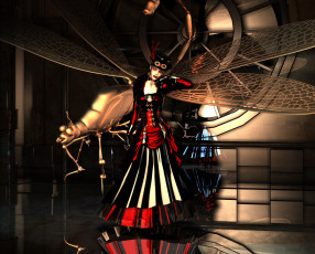 Картинка 3д+графика фантазия+ fantasy стрекоза взгляд девушка скорпион