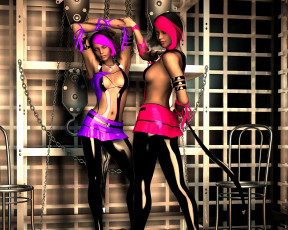 Картинка 3д+графика люди+ people девушки взгляд цепи