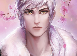 Картинка рисованное люди парень лицо сакура ветка