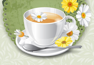 Картинка векторная+графика еда чашка цветы