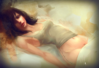 Картинка рисованное люди тату тело поза девушка