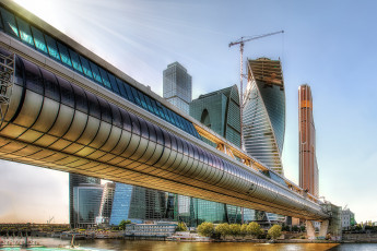 Картинка moscow+city города москва+ россия река небоскребы мост