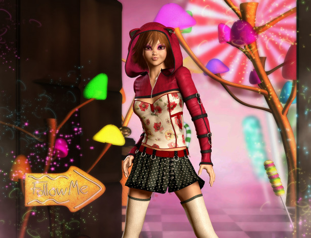 Обои картинки фото 3д графика, люди , people, девушка, взгляд, фон