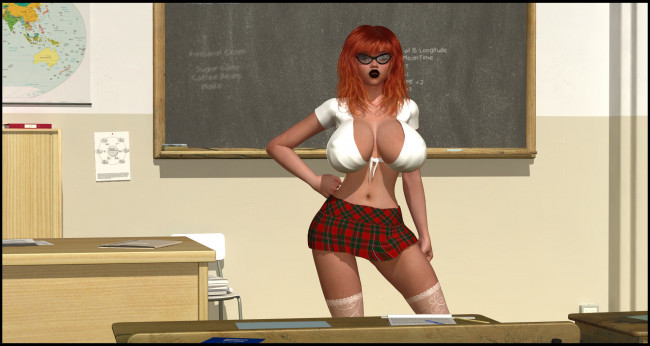 Обои картинки фото 3д графика, люди , people, доска, взгляд, класс, очки, девушка, карта