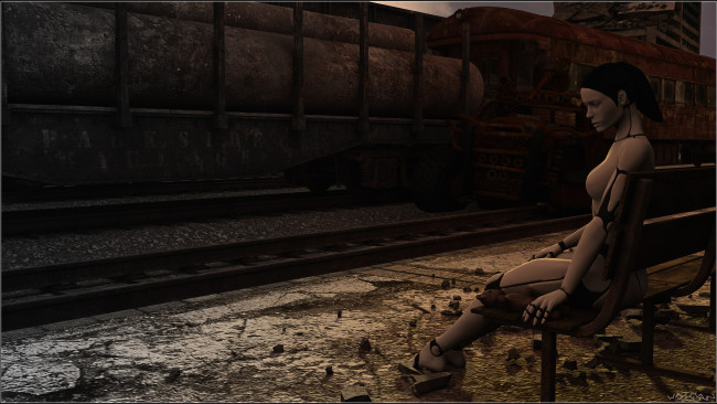 Обои картинки фото 3д графика, _science fiction, девушка, взгляд