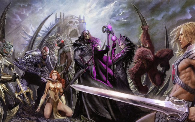 Обои картинки фото фэнтези, существа, фантастика, арт, воин, оружие, меч, щит, мышцы, девушка, пленница