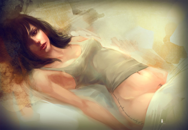 Обои картинки фото рисованное, люди, тату, тело, поза, девушка