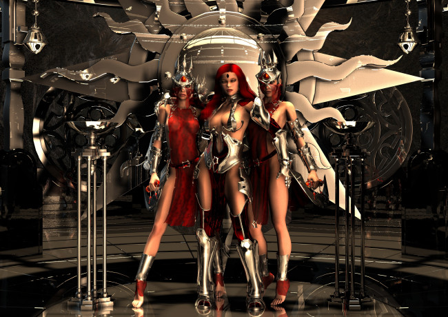 Обои картинки фото 3д графика, фантазия , fantasy, взгляд, девушки