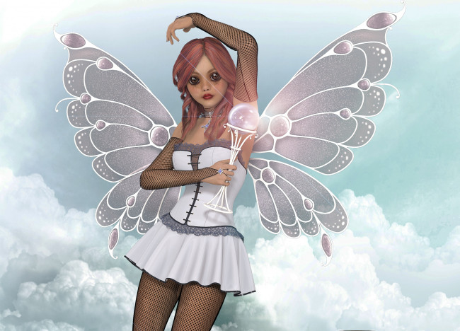 Обои картинки фото 3д графика, эльфы , elves, девушка, взгляд, фея