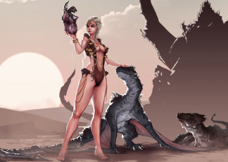 Картинка фэнтези красавицы+и+чудовища рисунок арт by coffeeater рождение birth яйцо egg пустыня desert девушка girl fantasy