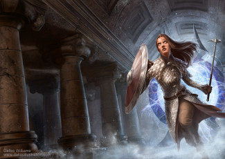 Картинка фэнтези девушки арт art девушка girl демонические врата демонов воительница woman female женщина warrior fantasy рисунок book cover demon's gate книжная обложка