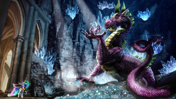 Картинка фэнтези драконы аликорн фанарт fanart alicorn рисунок арт fantasy art мой маленький пони my little pony dragon сумеречная искорка твайлайт спаркл twilight sparkle спайк spike дракон принцесса селестия princess celestia