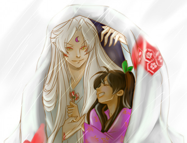 Обои картинки фото разное, арты, арт, романтика, рин, аниме, инуяша, сешимару