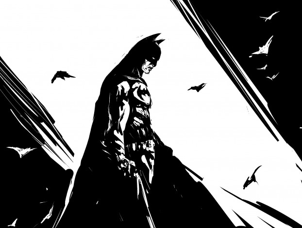 Обои картинки фото рисованное, комиксы, арт, чёрно-белый, бетмен