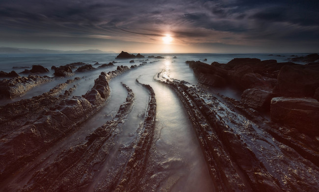 Обои картинки фото природа, побережье, закат