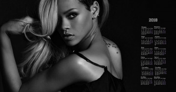 Картинка rihanna календари знаменитости певица черный фон 2018 женщина