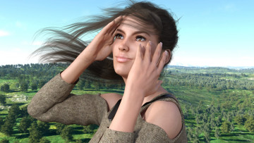 Картинка 3д+графика портрет+ portraits фон взгляд девушка