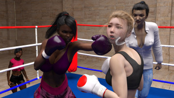 Картинка 3д+графика спорт+ sport девушки бокс ринг фон взгляд