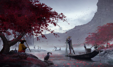 Картинка рисованное живопись пейзаж человек