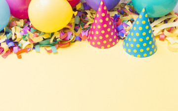 обоя праздничные, день рождения, день, рождения, шапочки, праздник, шары