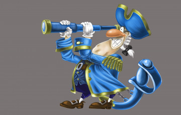 обоя векторная графика, мультфильмы , cartoons, барон, мюнхгаузен, детская, сабля, подзорная, труба, арт, вектор, рисунок, улыбка