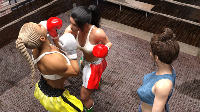 Обои картинки фото 3д графика, спорт , sport, фон, взгляд, девушки, бокс, ринг