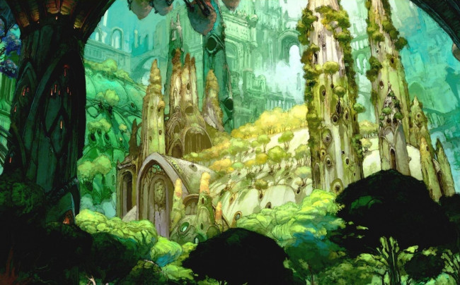 Обои картинки фото фэнтези, замки, замок, деревья, лес