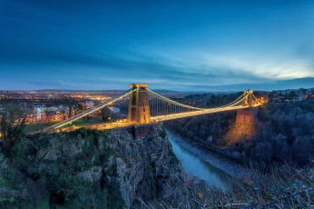 Картинка clifton+suspension+bridge+dusk города -+мосты простор