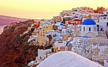 Картинка города санторини+ греция панорама