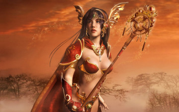 Картинка видео+игры a3 +age+of+sovereign+ project+a3 посох деревья плащ девушка