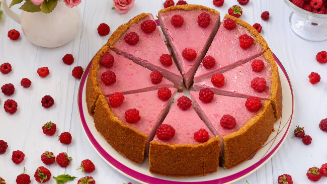 Обои картинки фото еда, торты, чизкейк, торт, малина