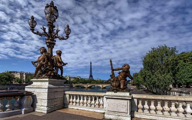 Обои картинки фото города, париж , франция, река, мост