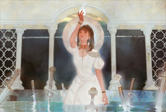 Картинка аниме unknown +другое+ девушка шар бассейн мечи