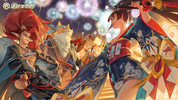 Картинка аниме onmyouji девушки существа