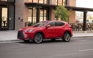 Картинка автомобили lexus nx 450h 4k улица авто 2022 года кроссовер красный японские лексус
