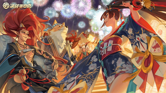 Обои картинки фото аниме, onmyouji, девушки, существа