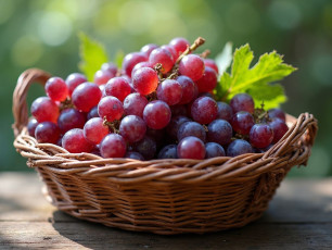 обоя еда, виноград, корзинка, урожай