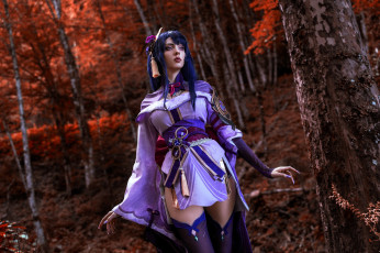 Картинка девушки alin+ma+ xenon образ косплей наряд костюм лес деревья листья осень