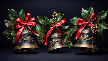 обоя 3д графика, праздники , holidays, колокольчики, ленты, банты